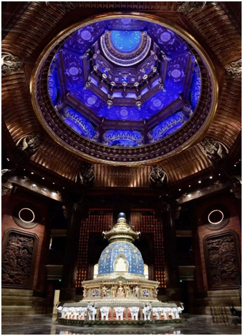 灵山新梵宫廊厅使用HOG4控台演绎地涌宝塔盛景